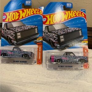 Lot of 2 Hot Wheels 2026 Case B Mainline '83 Chevy Silverado Black Widow Combine